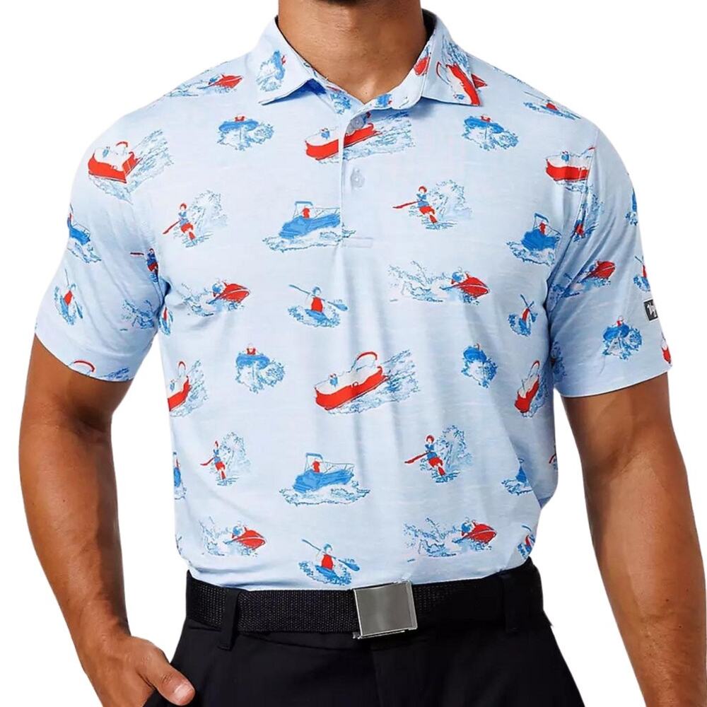 Waggle Lake Life Performance Golf Polo Shirt Short Sleeves Size Large